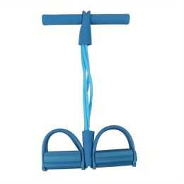 4-tube Elastic Resistance Bands; Sit-up Pull Rope; Yoga Workout Equipment - Blue