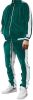 Men's 2 Pieces Full Zip Tracksuits Golden Velvet Sport Suits Casual Outfits Jacket & Pants Fitness Tracksuit Set - XL - Green