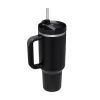 40 oz Tumbler with Handle and Straw Lid;  Insulated Cup Water Bottle - Black