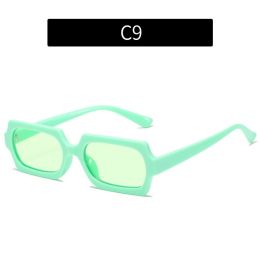 Fashion Rectangle Sunglasses Women Leopard Frame Glasses Retro Sunglass Men Luxury Designer Eyewear UV400 Sun Glass Brown Shades - jelly green