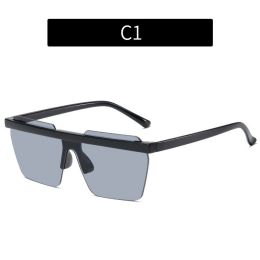 Fashion Rimless Square Sunglasses Women Glasses Retro Sunglass Men Ocean Lens Eyewear UV400 Sun Glass Gradient Brown Shades - black black