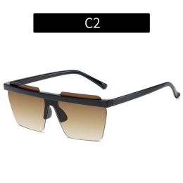 Fashion Rimless Square Sunglasses Women Glasses Retro Sunglass Men Ocean Lens Eyewear UV400 Sun Glass Gradient Brown Shades - black tea