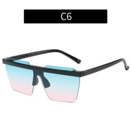 Fashion Rimless Square Sunglasses Women Glasses Retro Sunglass Men Ocean Lens Eyewear UV400 Sun Glass Gradient Brown Shades - black green pink