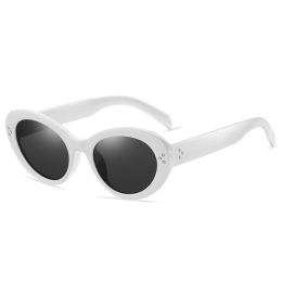 Fashion Cat Eye Sunglasses Women Rivets Glasses Retro Leopard Sunglass Luxury Designer Eyewear UV400 Sun Glass Gradient Shades - white black