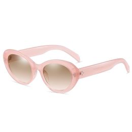 Fashion Cat Eye Sunglasses Women Rivets Glasses Retro Leopard Sunglass Luxury Designer Eyewear UV400 Sun Glass Gradient Shades - pink tea