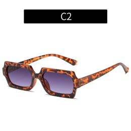 Fashion Rectangle Sunglasses Women Leopard Frame Glasses Retro Sunglass Men Luxury Designer Eyewear UV400 Sun Glass Brown Shades - leoaprd gray