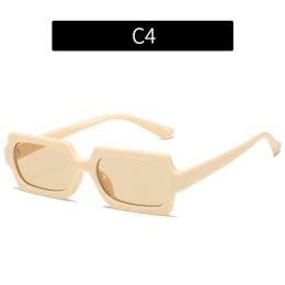Fashion Rectangle Sunglasses Women Leopard Frame Glasses Retro Sunglass Men Luxury Designer Eyewear UV400 Sun Glass Brown Shades - beige tea