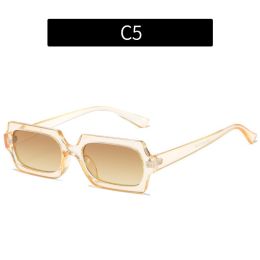 Fashion Rectangle Sunglasses Women Leopard Frame Glasses Retro Sunglass Men Luxury Designer Eyewear UV400 Sun Glass Brown Shades - champagne tea