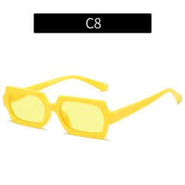 Fashion Rectangle Sunglasses Women Leopard Frame Glasses Retro Sunglass Men Luxury Designer Eyewear UV400 Sun Glass Brown Shades - jelly yellow