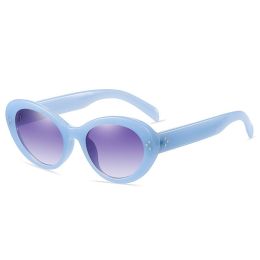 Fashion Cat Eye Sunglasses Women Rivets Glasses Retro Leopard Sunglass Luxury Designer Eyewear UV400 Sun Glass Gradient Shades - blue blue