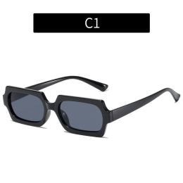 Fashion Rectangle Sunglasses Women Leopard Frame Glasses Retro Sunglass Men Luxury Designer Eyewear UV400 Sun Glass Brown Shades - black black