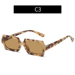 Fashion Rectangle Sunglasses Women Leopard Frame Glasses Retro Sunglass Men Luxury Designer Eyewear UV400 Sun Glass Brown Shades - leopard tea