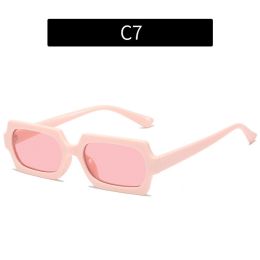 Fashion Rectangle Sunglasses Women Leopard Frame Glasses Retro Sunglass Men Luxury Designer Eyewear UV400 Sun Glass Brown Shades - pink pink