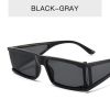 Fashion Rectangle Sunglasses Women Small Sunglass Vintage Sun Glass Men INS Silver Eyewear UV400 Black Brown Shades - black gray