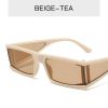 Fashion Rectangle Sunglasses Women Small Sunglass Vintage Sun Glass Men INS Silver Eyewear UV400 Black Brown Shades - beige tea