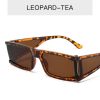 Fashion Rectangle Sunglasses Women Small Sunglass Vintage Sun Glass Men INS Silver Eyewear UV400 Black Brown Shades - leopard tea
