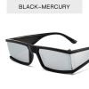 Fashion Rectangle Sunglasses Women Small Sunglass Vintage Sun Glass Men INS Silver Eyewear UV400 Black Brown Shades - black silver