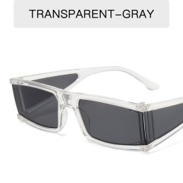 Fashion Rectangle Sunglasses Women Small Sunglass Vintage Sun Glass Men INS Silver Eyewear UV400 Black Brown Shades - transparent gray