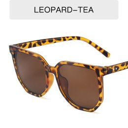 Fashion Square Sunglasses Rivets Women Glasses Retro Sunglass Female Luxury Designer Eyewear UV400 Sun Glass Gradient Shades - leopard tea