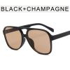 Fashion Double Bridge Pilot Sunglasses Women Sunglass Vintage Sun Glass Men Luxury Brand Design Eyewear UV400 Gradient Shades - black champagne