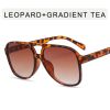 Fashion Double Bridge Pilot Sunglasses Women Sunglass Vintage Sun Glass Men Luxury Brand Design Eyewear UV400 Gradient Shades - leopard tea