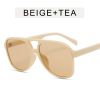 Fashion Double Bridge Pilot Sunglasses Women Sunglass Vintage Sun Glass Men Luxury Brand Design Eyewear UV400 Gradient Shades - beige tea