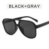 Fashion Double Bridge Pilot Sunglasses Women Sunglass Vintage Sun Glass Men Luxury Brand Design Eyewear UV400 Gradient Shades - black black