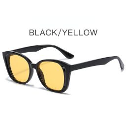 Fashion Cat Eye Sunglasses Women Hollow Out Glasses Retro Sunglass Luxury Designer Eyewear UV400 Sun Glass Gradient Shades - black yellow