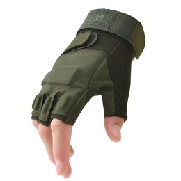 Outdoor Tactical Gloves Airsoft Sport Gloves Half Finger Military Men Women Combat Shooting Hunting Fitness Fingerless Gloves - Army Green - XL
