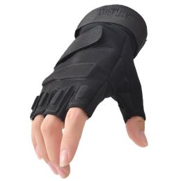 Outdoor Tactical Gloves Airsoft Sport Gloves Half Finger Military Men Women Combat Shooting Hunting Fitness Fingerless Gloves - Black - M