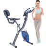 Folding Exercise Bike; Fitness Upright and Recumbent X-Bike with 10-Level Adjustable Resistance; Arm Bands and Backrest - as Pic