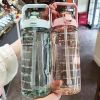 2L Sports Water Bottle With Straw Portable Large Capacity Water Bottles - Purple