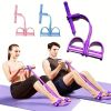 4-tube Elastic Resistance Bands; Sit-up Pull Rope; Yoga Workout Equipment - Blue