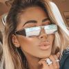Fashion Rectangle Sunglasses Women Small Sunglass Vintage Sun Glass Men INS Silver Eyewear UV400 Black Brown Shades - leopard tea