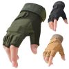 Outdoor Tactical Gloves Airsoft Sport Gloves Half Finger Military Men Women Combat Shooting Hunting Fitness Fingerless Gloves - Army Green - S