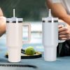 40 oz Tumbler with Handle and Straw Lid;  Insulated Cup Water Bottle - Pink