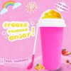 Summer Squeeze Homemade Juice Water Bottle Quick-Frozen Smoothie Sand Cup Pinch Fast Cooling Magic Ice Cream Slushy Maker - Rose Red
