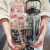 2L Sports Water Bottle With Straw Portable Large Capacity Water Bottles - Purple