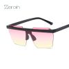 Fashion Rimless Square Sunglasses Women Glasses Retro Sunglass Men Ocean Lens Eyewear UV400 Sun Glass Gradient Brown Shades - black pink yellow