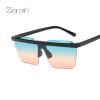 Fashion Rimless Square Sunglasses Women Glasses Retro Sunglass Men Ocean Lens Eyewear UV400 Sun Glass Gradient Brown Shades - black green yellow