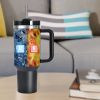 40 oz Tumbler with Handle and Straw Lid;  Insulated Cup Water Bottle - Grey