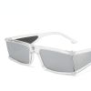 Fashion Rectangle Sunglasses Women Small Sunglass Vintage Sun Glass Men INS Silver Eyewear UV400 Black Brown Shades - leopard tea